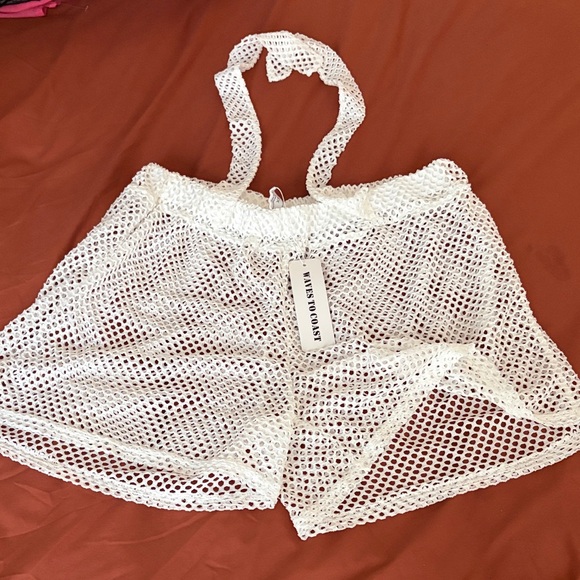 Other - White Mesh Beach Shorts Cover-Up